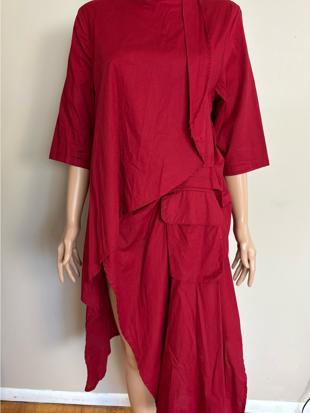 Women's METAMORPHOZA Red ASSYMETRIC Lagenlook TUNIC Shirt DRESS L - Picture 11 of 13
